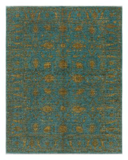 Full view of New Farahan rug from Pakistan, 192 × 154 cm in Green tones