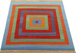 Close-up detail of New Kilim Sofre rug from Turkey showing Wool weave