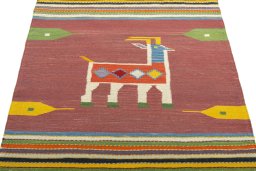 Close-up detail of New Kilim Dastan rug from Turkey showing Wool weave