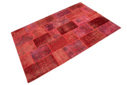 Close-up detail of 1960s Patchwork rug from Iran / Persia showing Wool weave