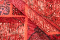 Full view of 1960s Patchwork rug from Iran / Persia, 240 × 170 cm in Red tones