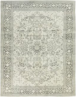 Full view of 1990s Vintage rug from India, 335 × 263 cm in Gray tones