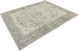 Corner detail of 1990s Vintage rug showing border pattern and Silk pile