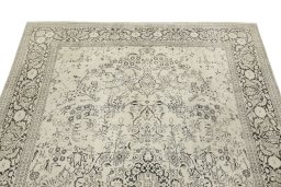 Surface texture of 1990s Vintage rug with natural Silk and intricate pattern