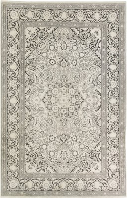 Full view of 1990s Vintage rug from India, 283 × 183 cm in Gray tones
