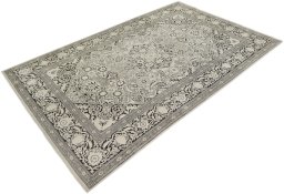 Corner detail of 1990s Vintage rug showing border pattern and Silk pile