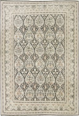 Full view of 1990s Vintage rug from India, 301 × 205 cm in Black tones