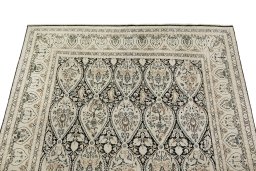 Surface texture of 1990s Vintage rug with natural Silk and intricate pattern
