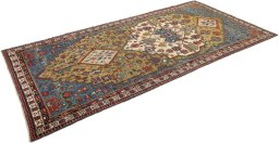 Corner detail of 1900s Vintage rug showing border pattern and Wool pile
