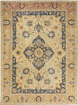 Full view of 1940s Vintage rug from Iran / Persia, 346 × 255 cm in Beige tones