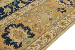 Close-up detail of 1940s Vintage rug from Iran / Persia showing Wool weave