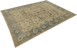 Corner detail of 1920s Vintage rug showing border pattern and Wool pile