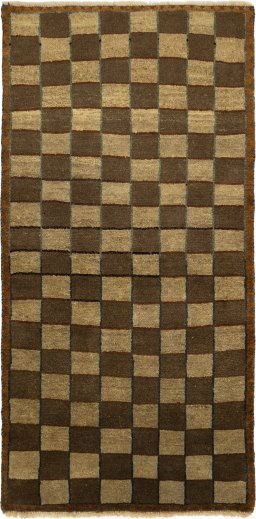Full view of New Vintage rug from Iran / Persia, 152 × 76 cm in Brown tones