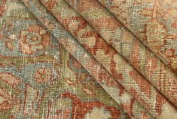 Corner detail of 1880s Vintage rug showing border pattern and Wool pile