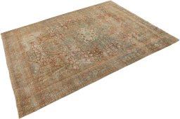 Corner detail of 1880s Vintage rug showing border pattern and Wool pile