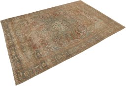 Close-up detail of 1880s Vintage rug from Iran / Persia showing Wool weave