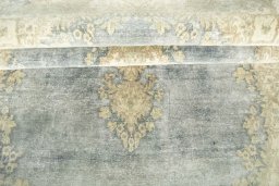 Close-up detail of 1970s Vintage rug from Iran / Persia showing Wool weave