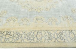 Corner detail of 1970s Vintage rug showing border pattern and Wool pile