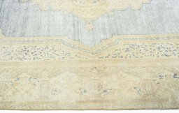 Corner detail of 1970s Vintage rug showing border pattern and Wool pile