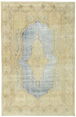 Full view of 1970s Vintage rug from Turkey, 305 × 197 cm in Blue tones