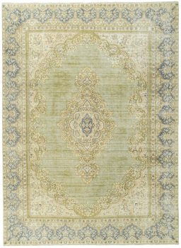 Full view of 1970s Vintage rug from Turkey, 305 × 223 cm in Green tones