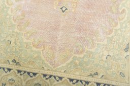 Close-up detail of 1970s Vintage rug from Iran / Persia showing Wool weave