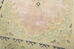Close-up detail of 1970s Vintage rug from Turkey showing Wool weave