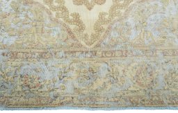 Full view of 1970s Vintage rug from Pakistan, 383 × 291 cm in Beige tones