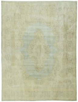 Full view of 1970s Vintage rug from Pakistan, 305 × 232 cm in Green tones