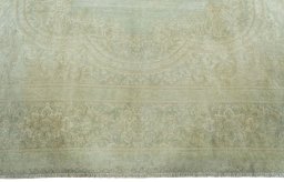 Full view of 1970s Vintage rug from Pakistan, 305 × 232 cm in Green tones