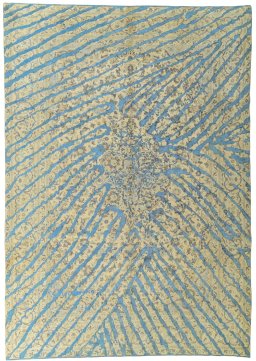 Full view of 1970s Vintage rug from Pakistan, 403 × 284 cm in Blue tones