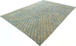 Corner detail of 1970s Vintage rug showing border pattern and Wool pile