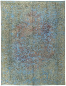 Full view of 1970s Vintage rug from Pakistan, 381 × 290 cm in Blue tones