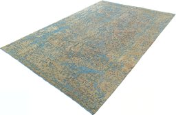 Corner detail of 1970s Vintage rug showing border pattern and Wool pile