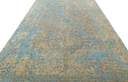 Surface texture of 1970s Vintage rug with natural Wool and intricate pattern