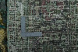 Close-up detail of 1950s Vintage rug from Pakistan showing Wool weave