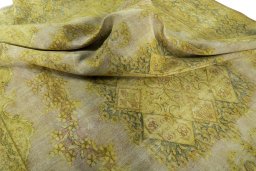 Surface texture of 1950s Vintage rug with natural Wool and intricate pattern