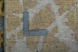 Close-up detail of 1950s Vintage rug from Pakistan showing Wool weave