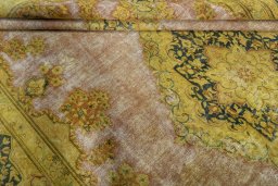 Close-up detail of 1950s Vintage rug from Pakistan showing Wool weave