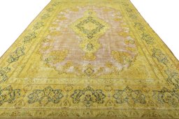 Surface texture of 1950s Vintage rug with natural Wool and intricate pattern