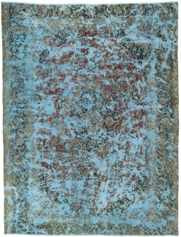 Full view of 1950s Vintage rug from Pakistan, 309 × 236 cm in Blue tones