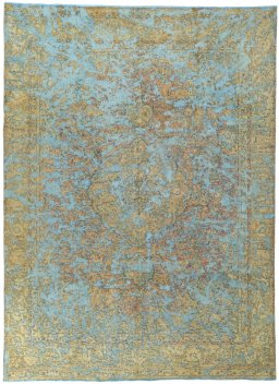 Full view of 1950s Vintage rug from Pakistan, 386 × 281 cm in Blue tones