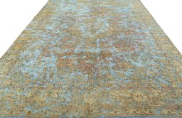 Surface texture of 1950s Vintage rug with natural Wool and intricate pattern