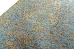 Backside of handmade 1950s Vintage rug showing knot structure and weave density