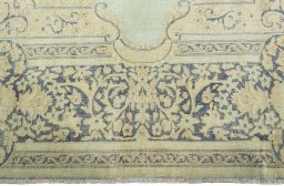 Full view of 1950s Vintage rug from Pakistan, 410 × 300 cm in Green tones