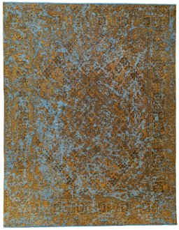 Full view of 1950s Vintage rug from Pakistan, 374 × 289 cm in Blue tones