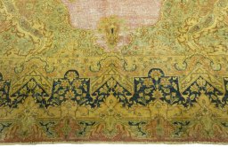 Full view of 1950s Vintage rug from Pakistan, 396 × 290 cm in Red tones