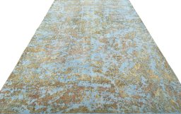 Surface texture of 1950s Vintage rug with natural Wool and intricate pattern