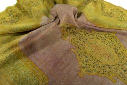 Surface texture of 1950s Vintage rug with natural Wool and intricate pattern