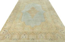 Surface texture of 1950s Vintage rug with natural Wool and intricate pattern